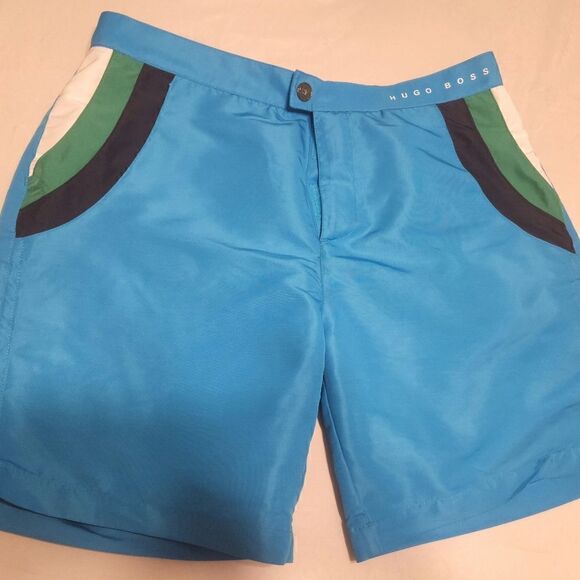 HUGO BOSS turquoise RAINBOWFISH swim trunks board shorts swimsuit size M - Picture 4 of 5